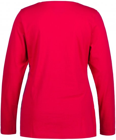Ulla Popken Basic Round Neck Long Sleeve Slim Fit Cotton Tee Red - T-krekli - 
