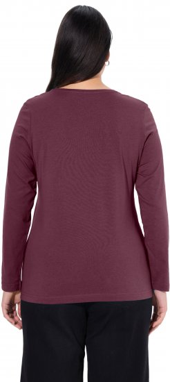 Ulla Popken Basic Round Neck Long Sleeve Slim Fit Cotton Tee Dark Berry - T-krekli - 
