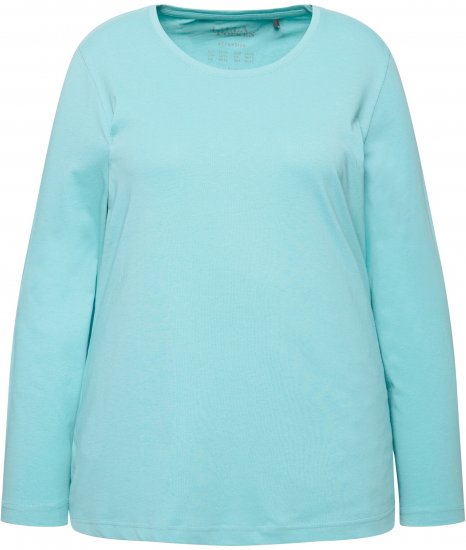 Ulla Popken Basic Round Neck Long Sleeve Slim Fit Cotton Tee Mint - T-krekli - 