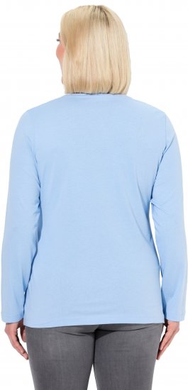 Ulla Popken Basic Round Neck Long Sleeve Slim Fit Cotton Tee Light Blue - T-krekli - 