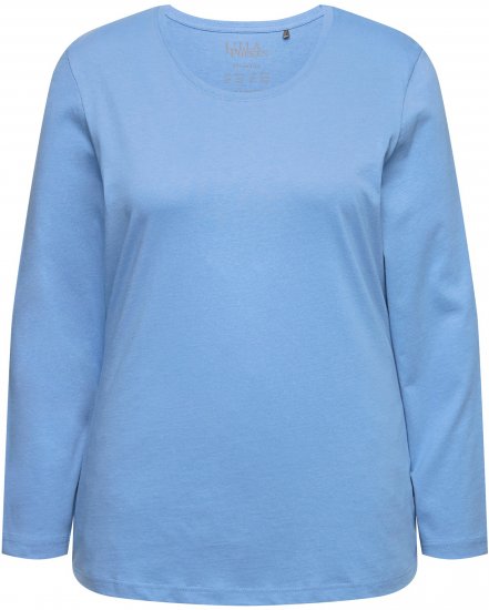 Ulla Popken Basic Round Neck Long Sleeve Slim Fit Cotton Tee Light Cornflower - T-krekli - 