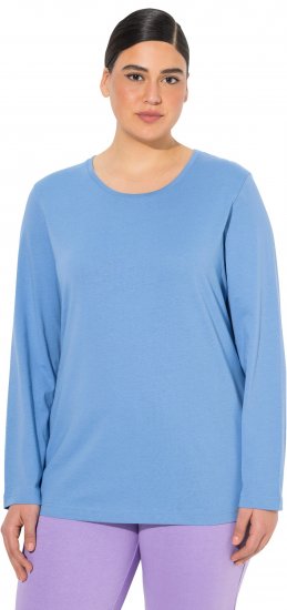 Ulla Popken Basic Round Neck Long Sleeve Slim Fit Cotton Tee Light Cornflower - T-krekli - 
