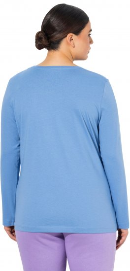 Ulla Popken Basic Round Neck Long Sleeve Slim Fit Cotton Tee Light Cornflower - T-krekli - 