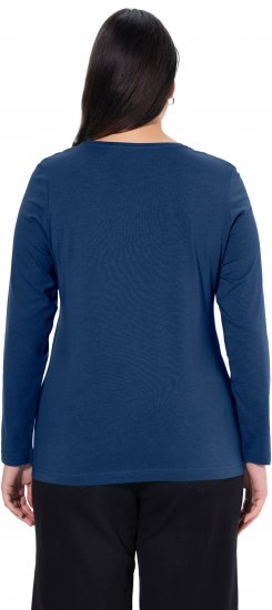 Ulla Popken Basic Round Neck Long Sleeve Slim Fit Cotton Tee Dark Blue - T-krekli - 