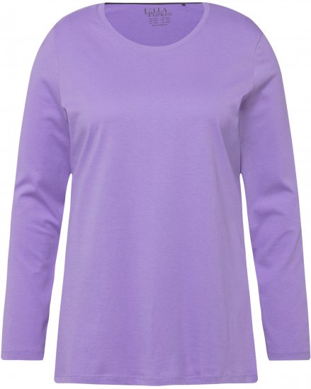Ulla Popken Basic Round Neck Long Sleeve Slim Fit Cotton Tee Pale Lilac - T-krekli - 