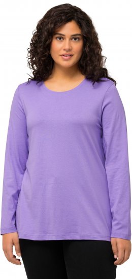 Ulla Popken Basic Round Neck Long Sleeve Slim Fit Cotton Tee Pale Lilac - T-krekli - 