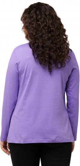 Ulla Popken Basic Round Neck Long Sleeve Slim Fit Cotton Tee Pale Lilac - T-krekli - 