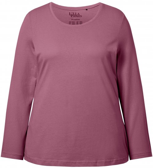 Ulla Popken Basic Round Neck Long Sleeve Slim Fit Cotton Tee Dark Rose - T-krekli - 