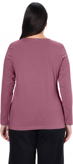 Ulla Popken Basic Round Neck Long Sleeve Slim Fit Cotton Tee Dark Rose - T-krekli - 
