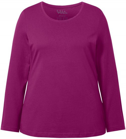 Ulla Popken Basic Round Neck Long Sleeve Slim Fit Cotton Tee Berry - T-krekli - 