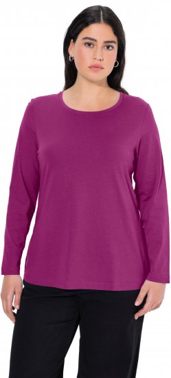 Ulla Popken Basic Round Neck Long Sleeve Slim Fit Cotton Tee Berry - T-krekli - 