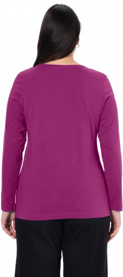 Ulla Popken Basic Round Neck Long Sleeve Slim Fit Cotton Tee Berry - T-krekli - 