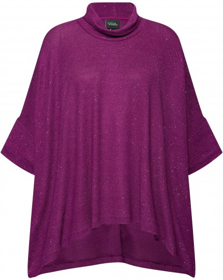 Ulla Popken Sparkling Draped Collared Tee Mulberry - Apdrukāti T-krekli sievietēm - 