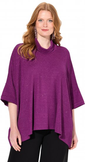 Ulla Popken Sparkling Draped Collared Tee Mulberry - Apdrukāti T-krekli sievietēm - 