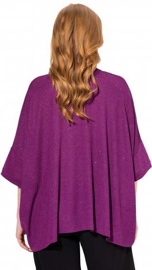 Ulla Popken Sparkling Draped Collared Tee Mulberry - Apdrukāti T-krekli sievietēm - 