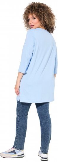 Ulla Popken Floral Motif 3/4 Sleeve Tunic Tee Light Blue - Apdrukāti T-krekli sievietēm - 