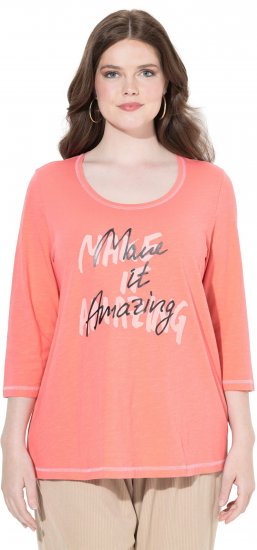 Ulla Popken Make It Amazing 3/4 Sleeve Graphic Tee Coral - Apdrukāti T-krekli sievietēm - 