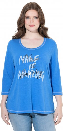 Ulla Popken Make It Amazing 3/4 Sleeve Graphic Tee Pacific Blue - Apdrukāti T-krekli sievietēm - 