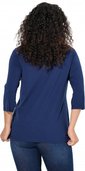 Ulla Popken Smile Rhinestone 3/4 Sleeve Graphic Tee Ink Blue - Apdrukāti T-krekli sievietēm - 