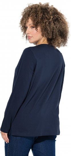 Ulla Popken Holiday Long Sleeve Graphic Tee Navy Blue - Apdrukāti T-krekli sievietēm - 