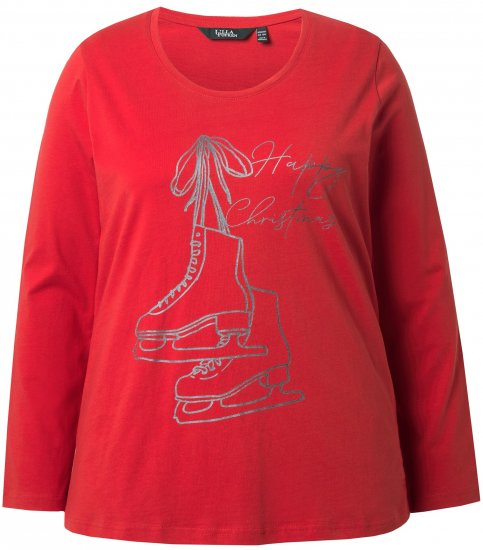 Ulla Popken Holiday Long Sleeve Graphic Tee Salsa Red - Apdrukāti T-krekli sievietēm - 