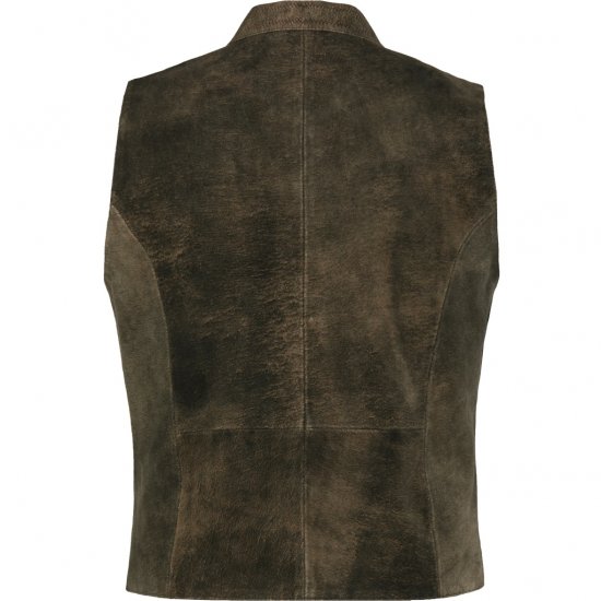 jP1880 Finest Goat Suede Traditional Vest Dark Brown - Trachten & Oktoberfest - Oktoberfest tērpi lielos izmēros (Trachten)