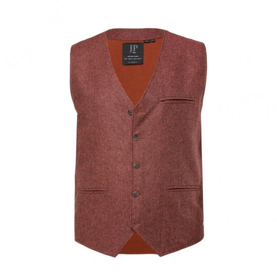 JP1880 Tweed Waistcoat Wool Brick Red - Vestes - Vestes lielos izmēros