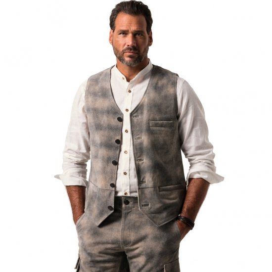 JP1880 Vest Traditional Cowhide Graphite Grey - Liela izmēra apģērbi - Lieli apģērbu izmēri vīriešiem