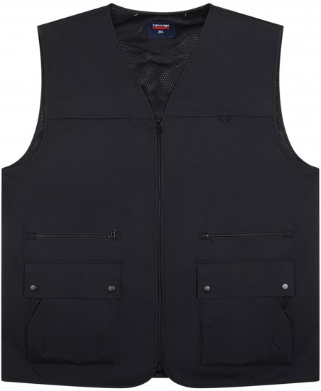 Espionage JT126 Multi Pocket Utility Gilet Black - Vestes - Vestes lielos izmēros