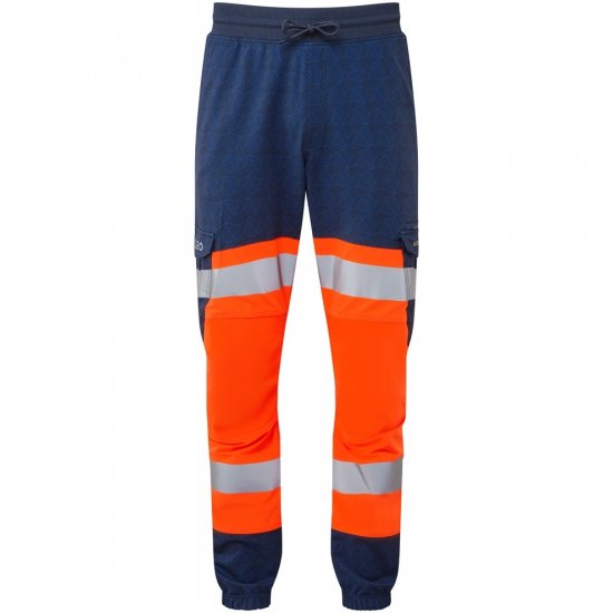 Leo Hawkridge Ecoviz High Performance 4X Stretch Trouser Hi-Vis Orange/Navy Print - Darba apģērbs - Darba apģērbs - 3XL-10XL