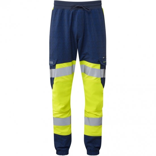Leo Hawkridge Ecoviz High Performance 4X Stretch Trouser Hi-Vis Yellow/Navy Print - Darba apģērbs - Darba apģērbs - 3XL-10XL