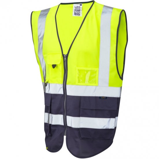 Leo Lynton Ecoviz Superior Waistcoat Hi-Vis Yellow/Navy - Darba apģērbs - Darba apģērbs - 3XL-10XL