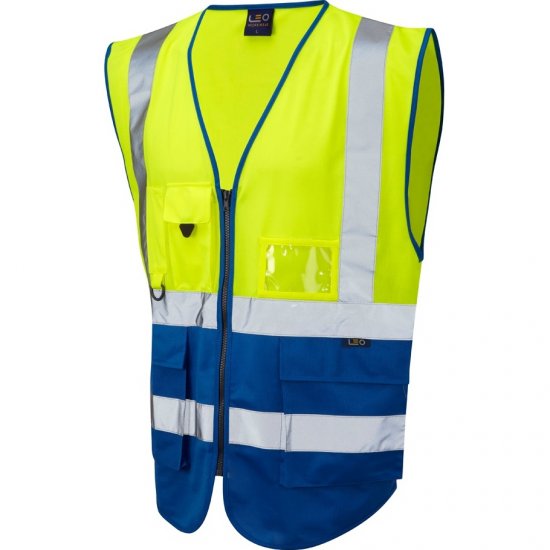 Leo Lynton Ecoviz Superior Waistcoat Hi-Vis Yellow/Royal Blue - Darba apģērbs - Darba apģērbs - 3XL-10XL