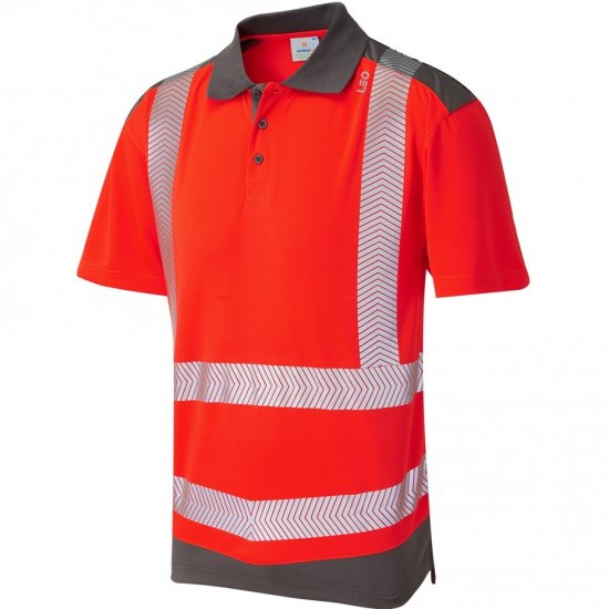 Leo Peppercombe Ecoviz Performance+ Dual Colour Polo Shirt Hi-Vis Red/Grey - Darba apģērbs - Darba apģērbs - 3XL-10XL