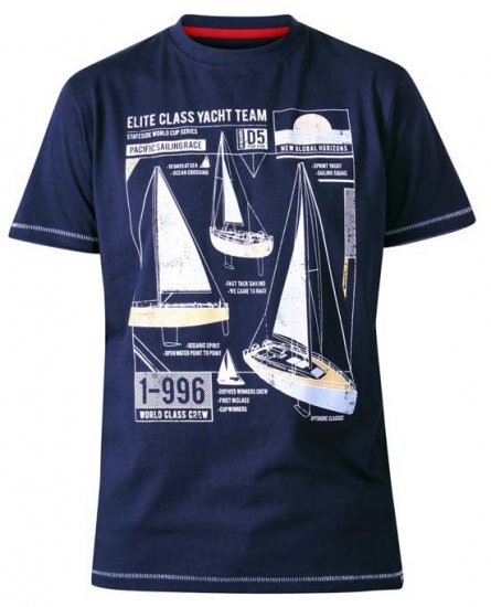 D555 Neville Yacht Team Crew Neck Printed T-Shirt Navy - T-krekli - T-krekli - 2XL-14XL