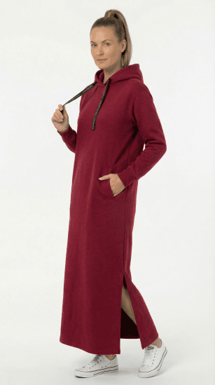 Nora Mikken MARTINA Maxi Hoodie Dress Burgundy - SIEVIEŠU APĢĒRBS XS-XXL - 