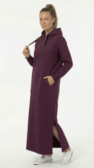 Nora Mikken MARTINA Maxi Hoodie Dress Mauve Wine - SIEVIEŠU APĢĒRBS XS-XXL - 