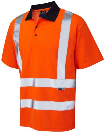 Leo Croyde Comfort Polo Shirt Hi-Vis Orange - Darba apģērbs - Darba apģērbs - 3XL-10XL