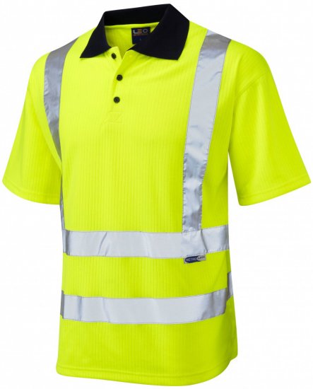 Leo Croyde Comfort Polo Shirt Hi-Vis Yellow - Darba apģērbs - Darba apģērbs - 3XL-10XL