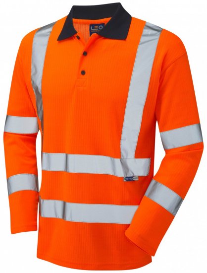 Leo Swimbridge Comfort L/S Polo Shirt Hi-Vis Orange - Darba apģērbs - Darba apģērbs - 3XL-10XL
