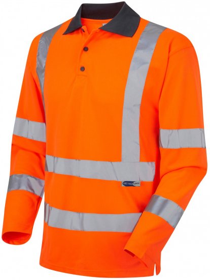Leo Woolsery Coolviz L/S Polo Shirt Hi-Vis Orange - Darba apģērbs - Darba apģērbs - 3XL-10XL