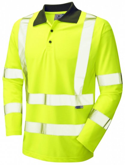 Leo Woolsery Coolviz L/S Polo Shirt Hi-Vis Yellow - Darba apģērbs - Darba apģērbs - 3XL-10XL