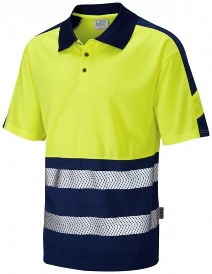 Leo Watersmeet Coolviz Plus Polo Hi-Vis Yellow/Navy - Darba apģērbs - Darba apģērbs - 3XL-10XL