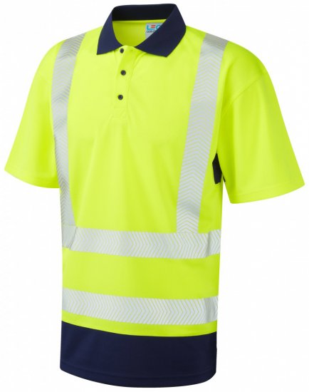 Leo Mortehoe Coolviz Plus Polo Hi-Vis Yellow/Navy - Darba apģērbs - Darba apģērbs - 3XL-10XL