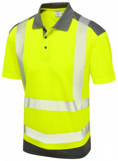 Leo Peppercombe Coolviz Plus Polo Hi-Vis Yellow/Grey - Darba apģērbs - Darba apģērbs - 3XL-10XL