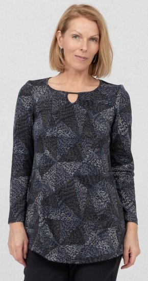 Scandinavian Caramel Triangles Tunic Dark Blue - Apdrukāti T-krekli sievietēm - 