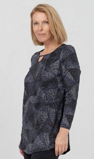 Scandinavian Caramel Triangles Tunic Dark Blue - Apdrukāti T-krekli sievietēm - 