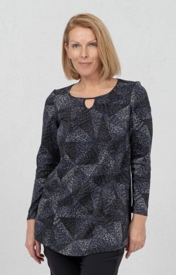 Scandinavian Caramel Triangles Tunic Dark Blue - Apdrukāti T-krekli sievietēm - 