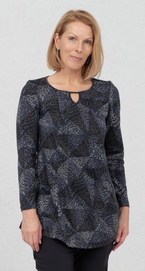 Scandinavian Caramel Triangles Tunic Dark Blue - Apdrukāti T-krekli sievietēm - 