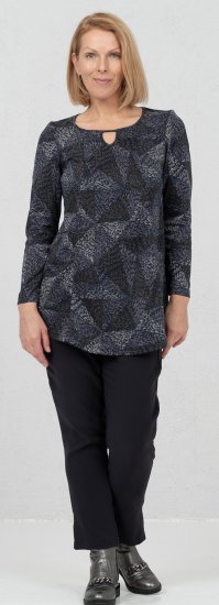 Scandinavian Caramel Triangles Tunic Dark Blue - Apdrukāti T-krekli sievietēm - 
